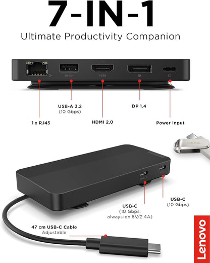 Lenovo 40B90000US USB-C Dual 4K Display Travel Dock