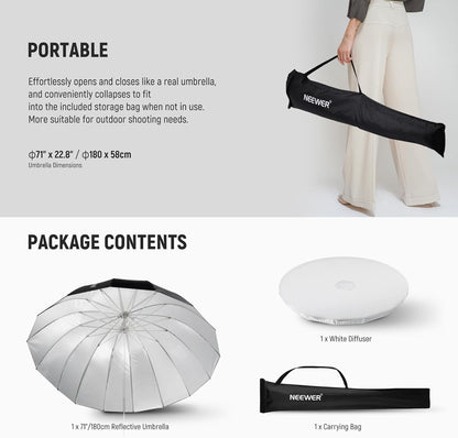 Neewer NS4U 71" Parabolic Reflective Umbrella Diffuser