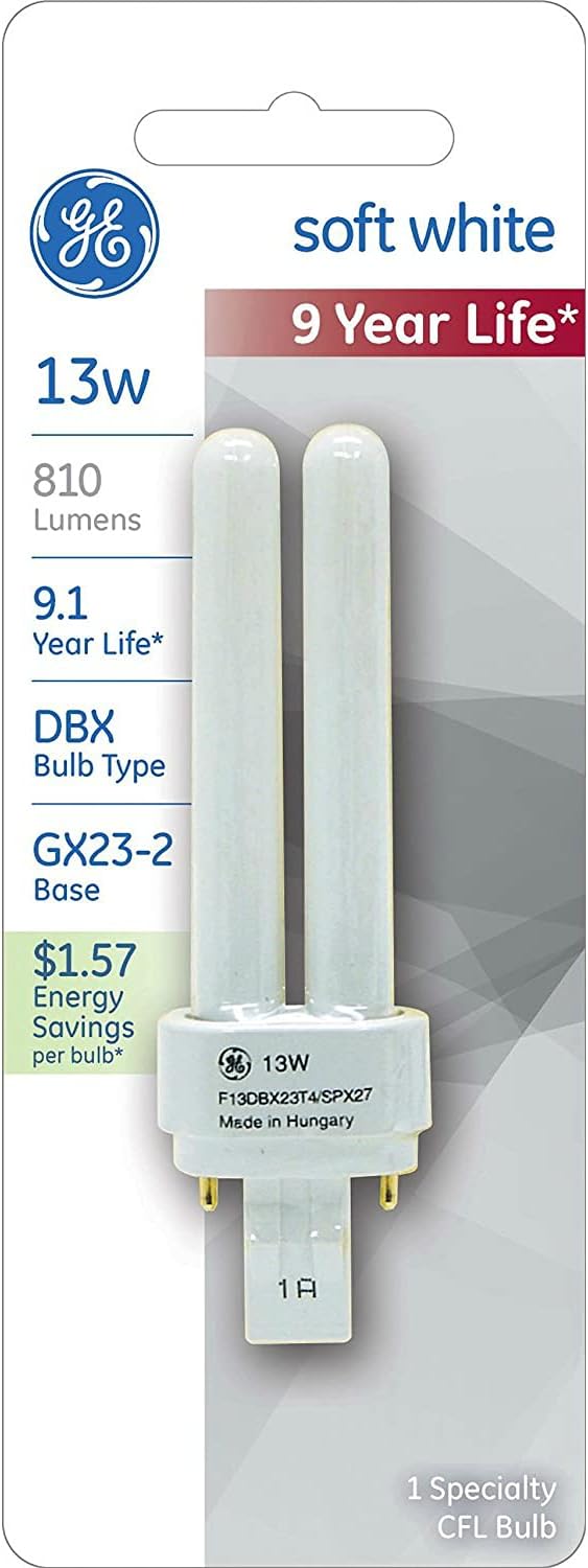 GE 93130286 13W CFL GX23-2 Base Soft White Bulb — main product image