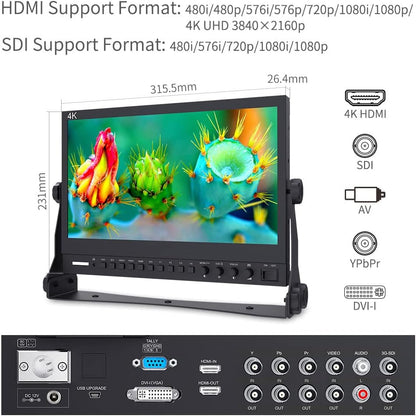 FEELWORLD 4K133-9HSD 13.3" Camera Monitor - 4K Ultra HD Broadcast