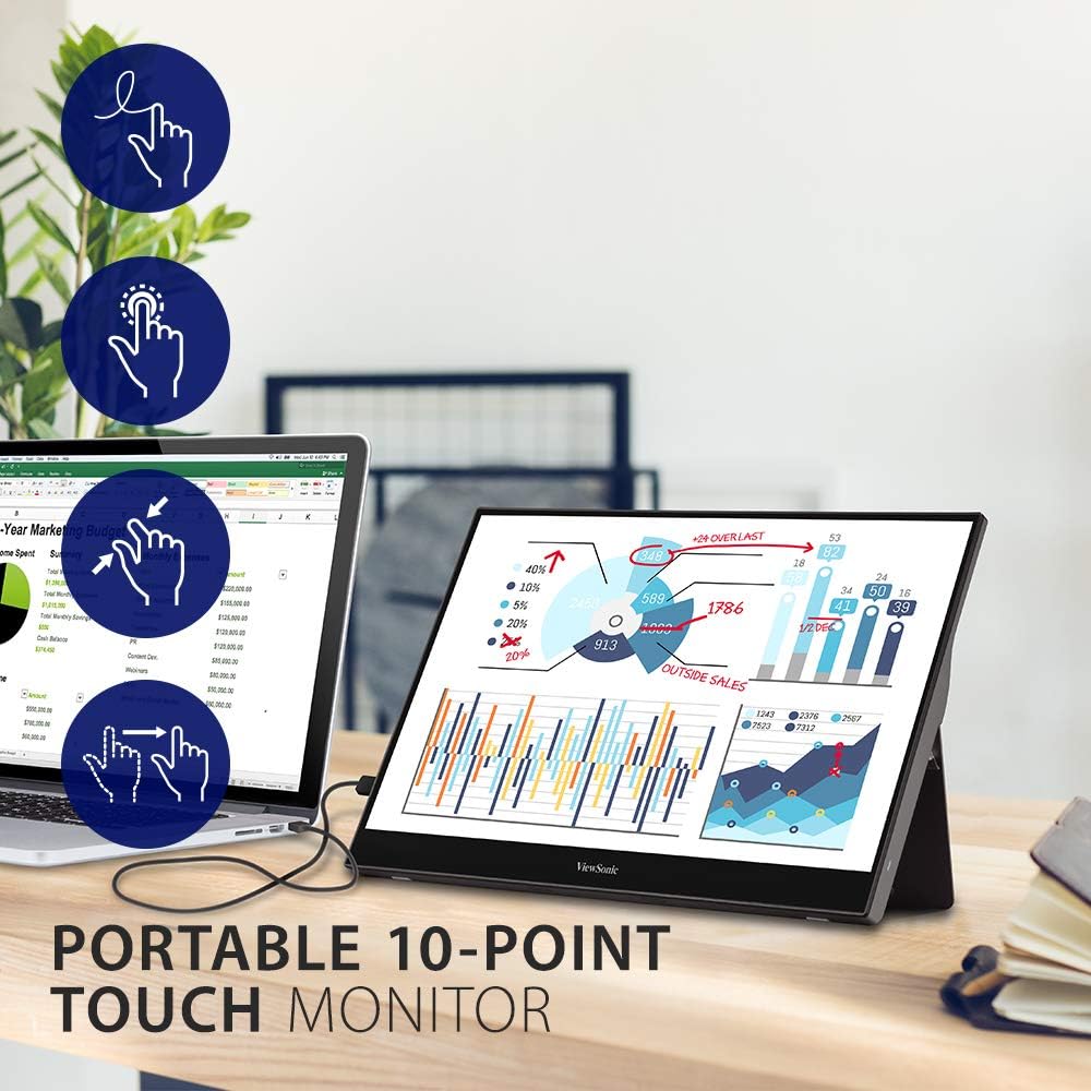 ViewSonic TD1655 15.6" Portable Touchscreen Monitor - USB-C Powered