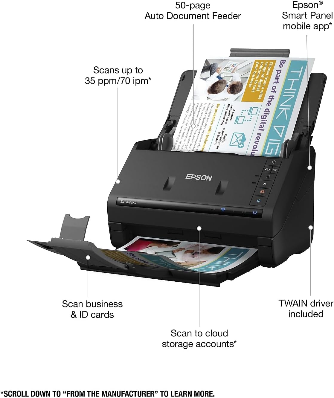 Epson ES-500W II Wireless Duplex Document Scanner