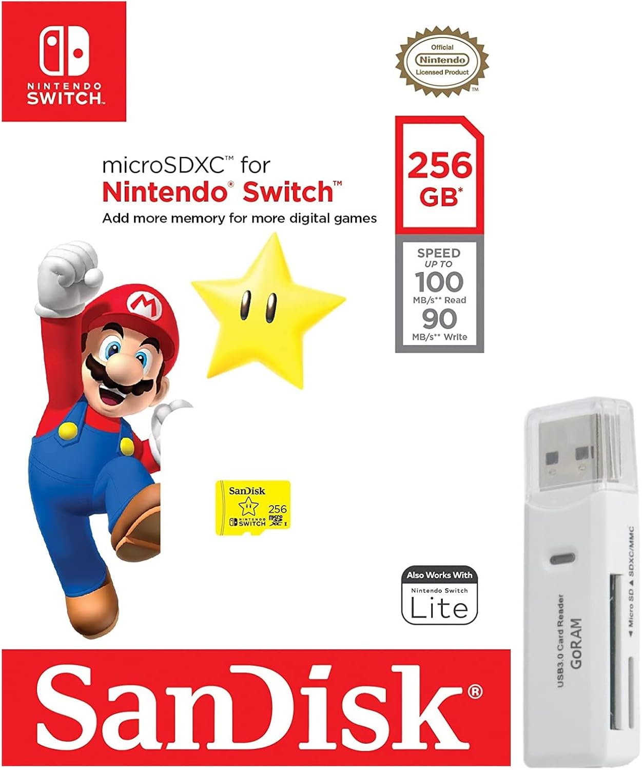 SanDisk Super Mario Star Design 256GB MicroSD for Nintendo Switch