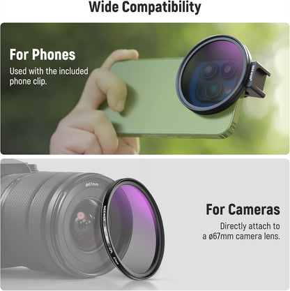 Neewer 67mm CPL Phone Camera Filter Polarizer Kit