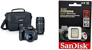 Canon EOS Rebel T7 Kit: EF18-55, EF75-300 + 16GB SD Card