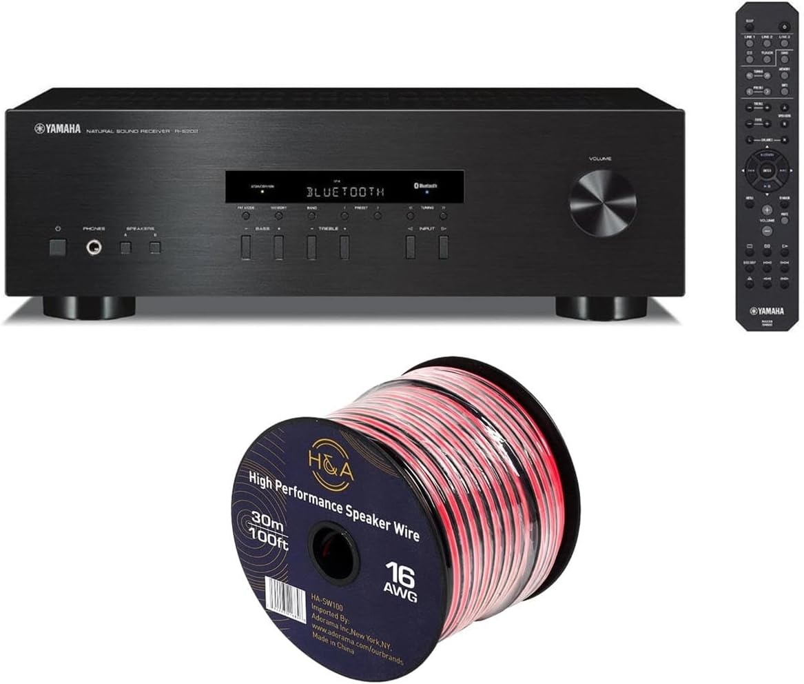 Yamaha R-S202 Stereo Receiver with Bluetooth & Speaker Wire