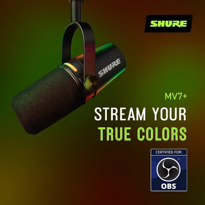 Shure MV7+-K USB/XLR Podcast Dynamic Microphone Black