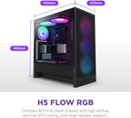 NZXT CC-H52FB-R1 H5 Flow RGB Compact ATX Mid-Tower PC Gaming Case - Black