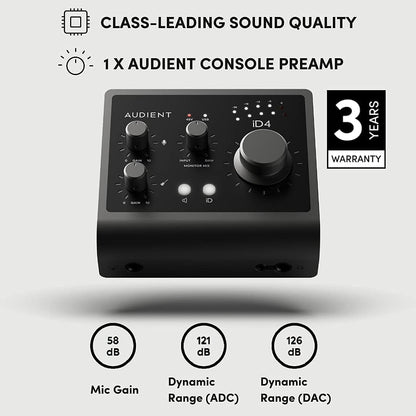 Audient iD4 (MKII) USB-C Audio Interface Renewed