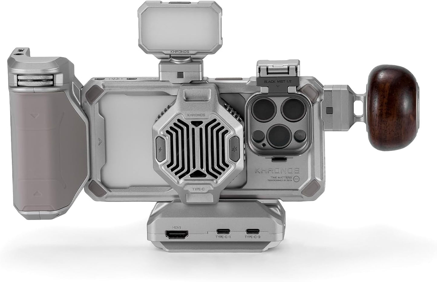 Tilta Tilta Khronos Ultimate Kit Compatible with iPhone 15 Pro - Titanium White - Phone Case, LED Light, Hub, Handles, Cooling Fan, ND Filter + More