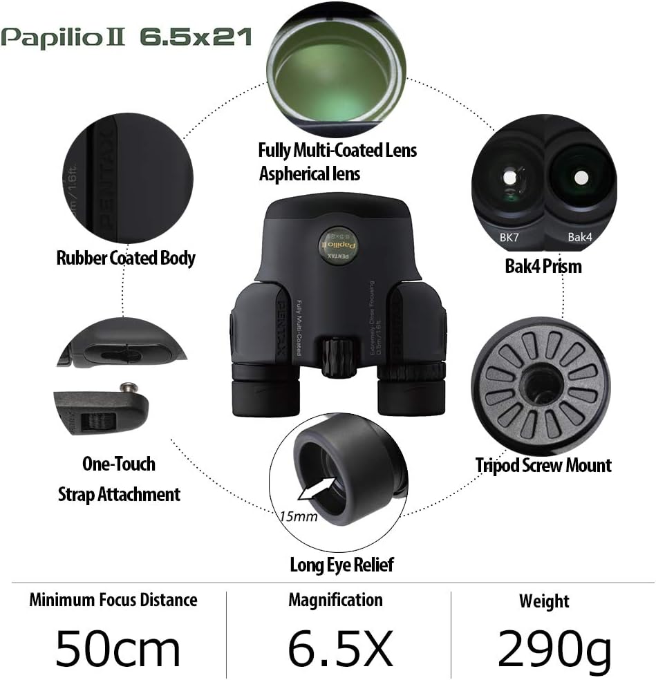 Pentax Papilio II 6.5x21 Close-Up Binoculars - Gray