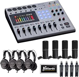 Zoom PodTrak P8 Multitrack Podcast Recorder Mic Bundle