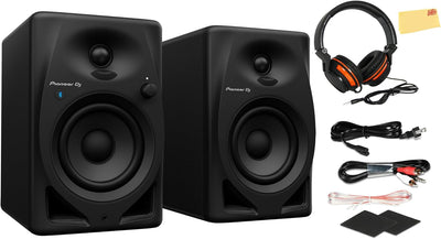 Pioneer DJ DM-40D-BT Bluetooth Desktop Monitor Speakers Bundle