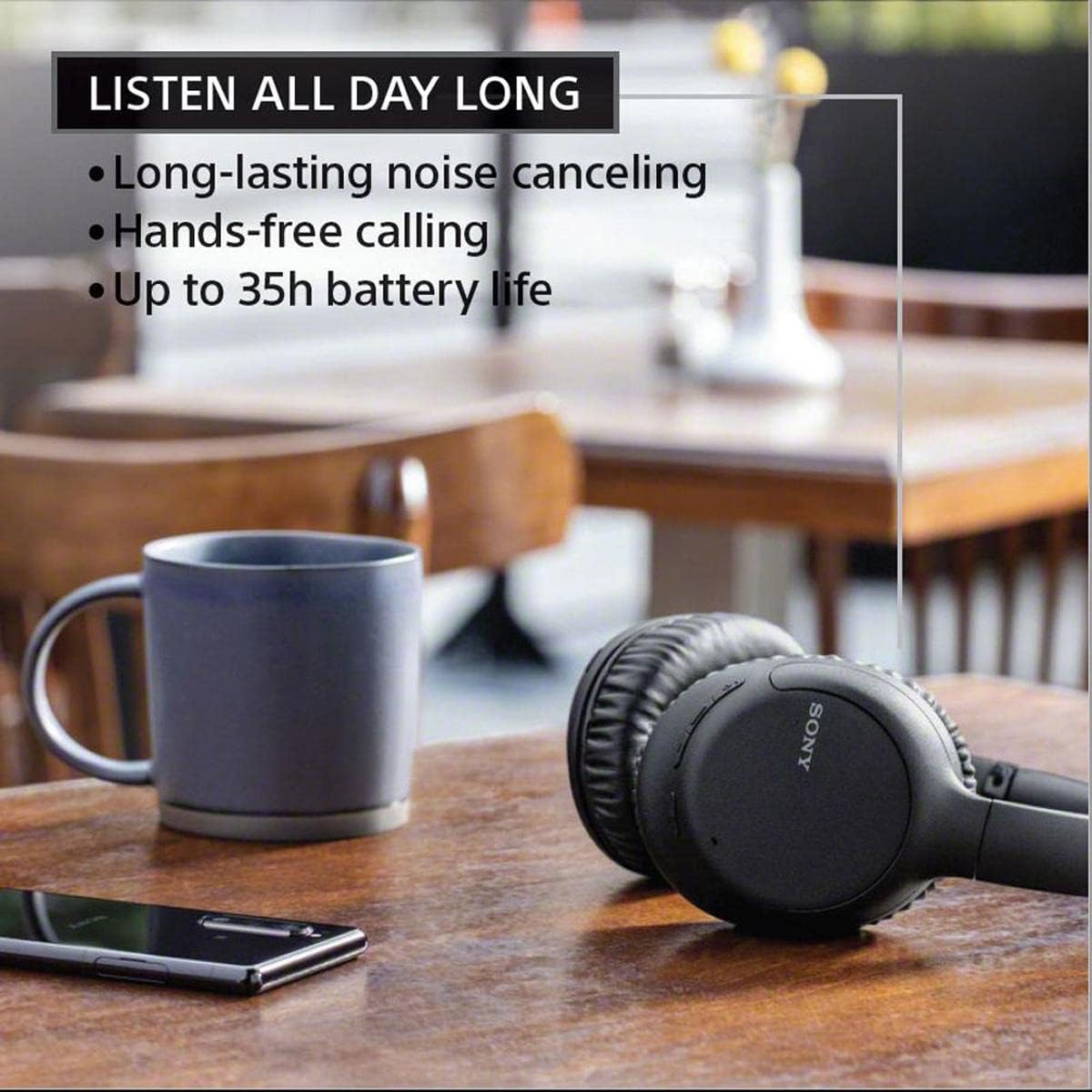Sony WHCH710N/B Wireless Noise Cancelling Headphones - Black