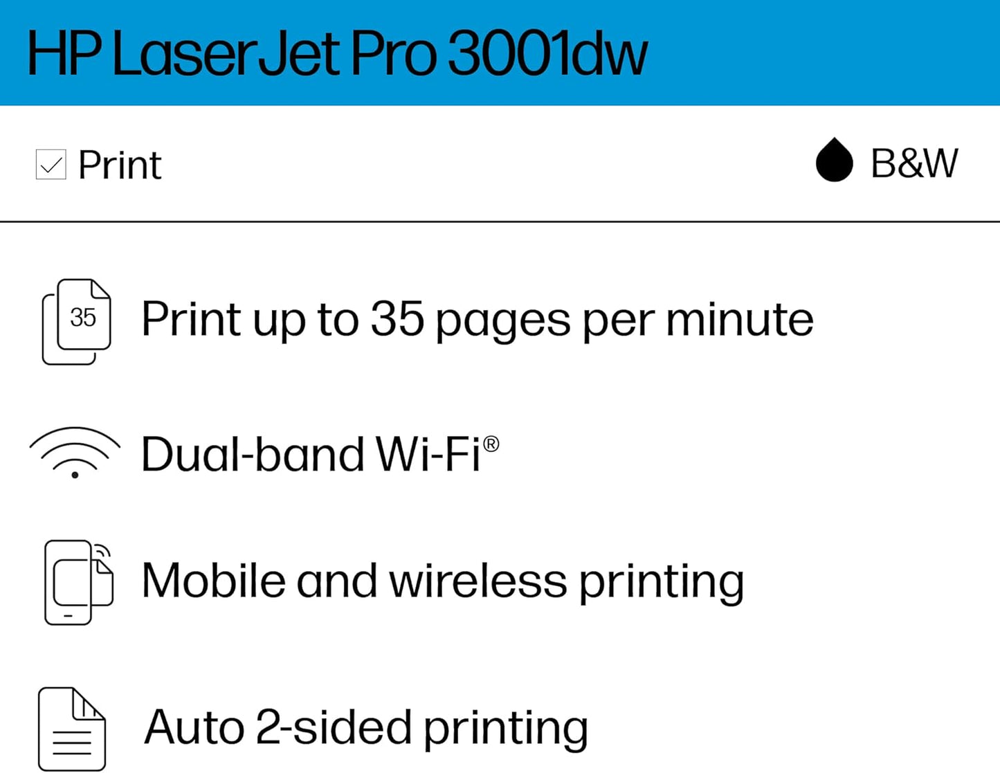 HP 3G65OF LaserJet Pro 3001dw Wireless Printer