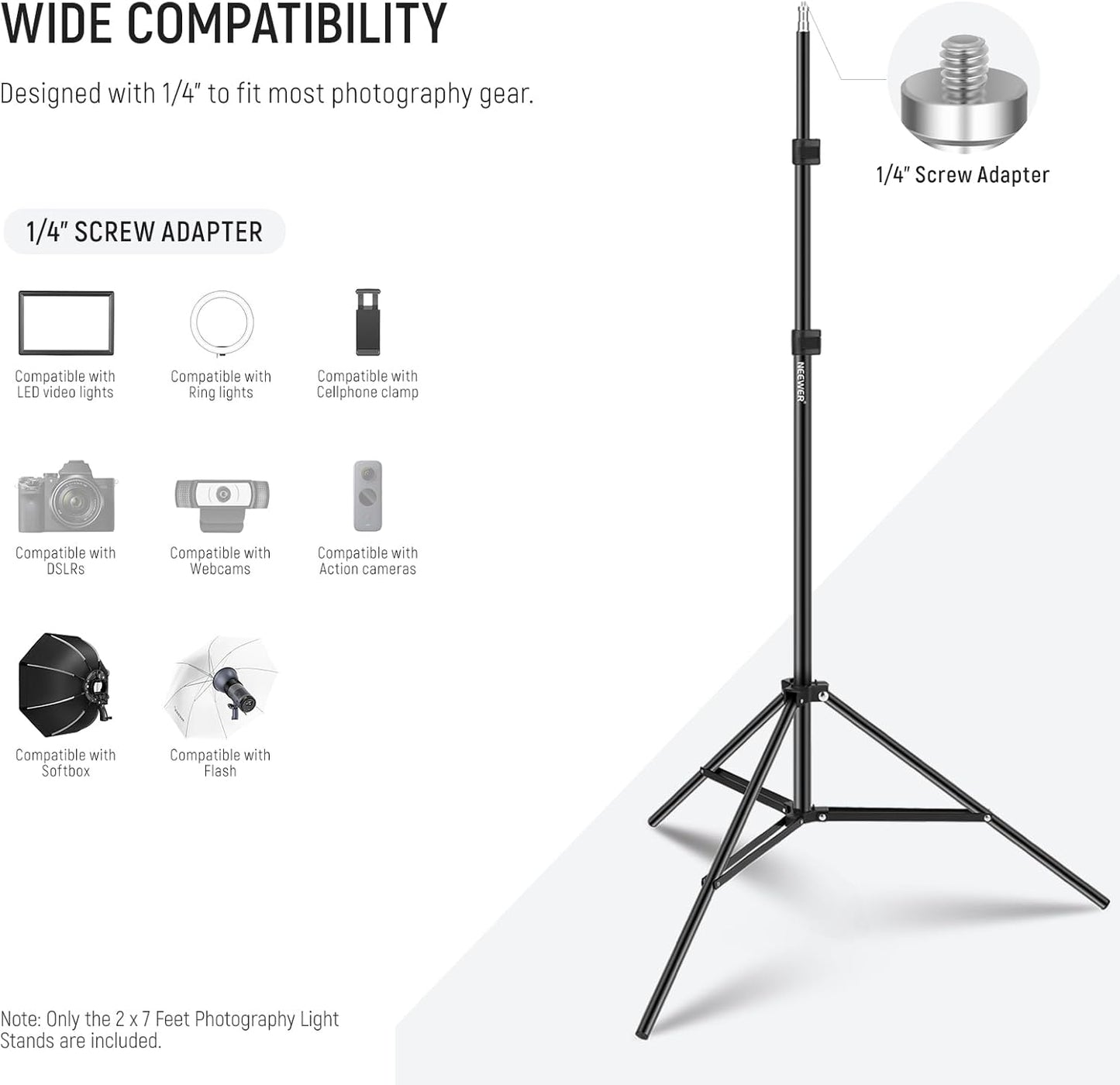 Neewer 90084538 7ft Photography Light Stands 2-Pack