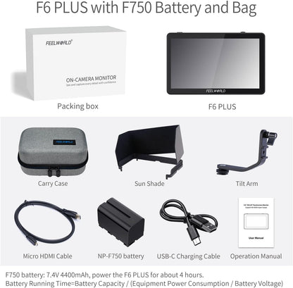 FEELWORLD F6 PLUS V2 6" Touchscreen Camera Monitor Kit