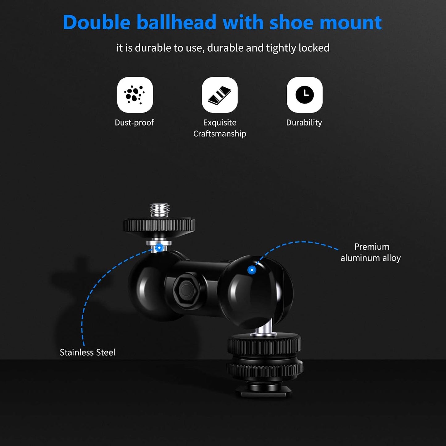 Neewer 10099612 Double Ball Head with Cold Shoe Mount