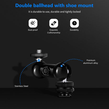 Neewer 10099612 Double Ball Head with Cold Shoe Mount