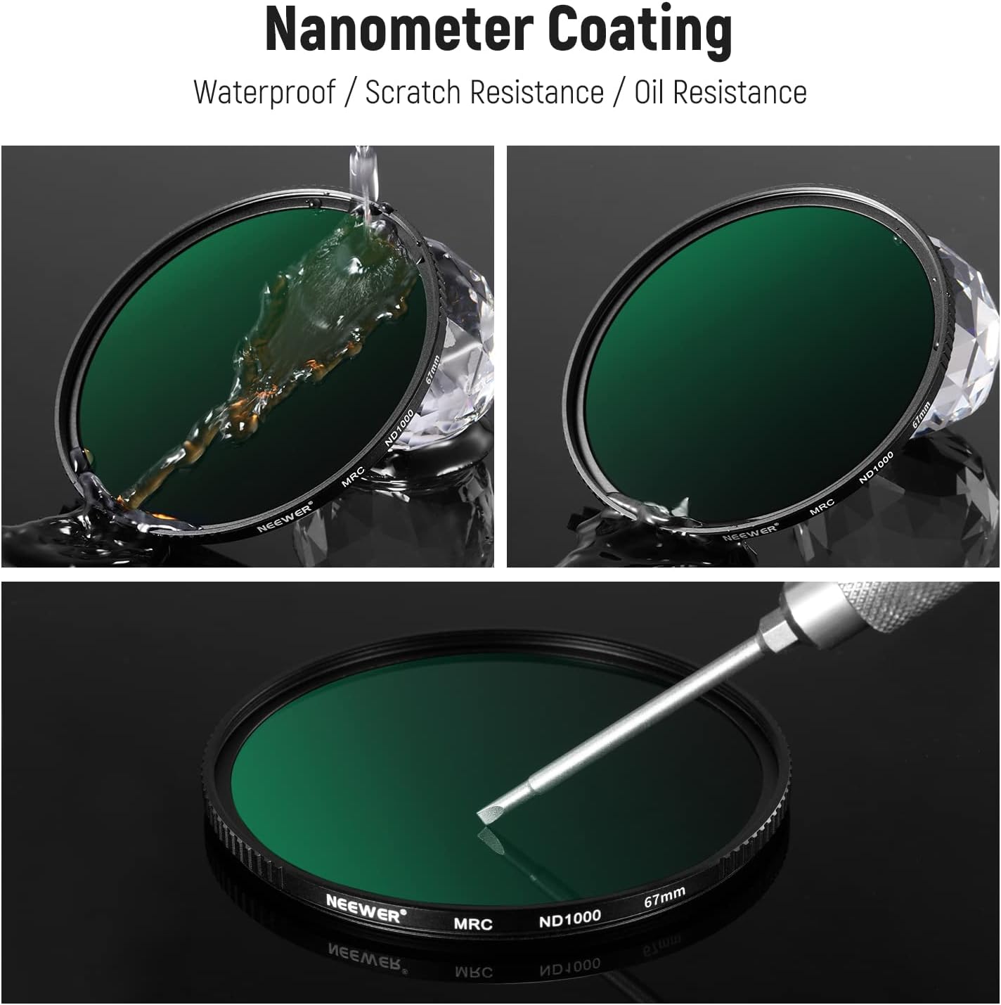 NEEWER 10101286 67mm ND Filter Kit ND1000 ND64 ND8 ND4