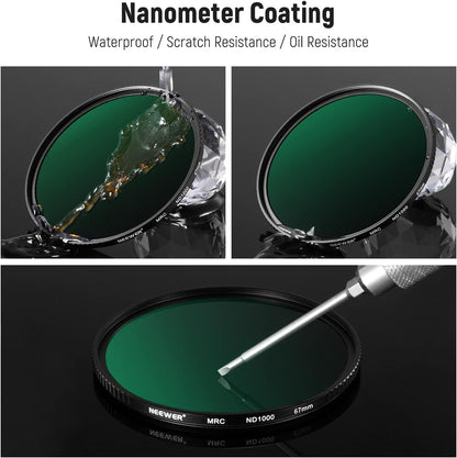 NEEWER 10101286 67mm ND Filter Kit ND1000 ND64 ND8 ND4