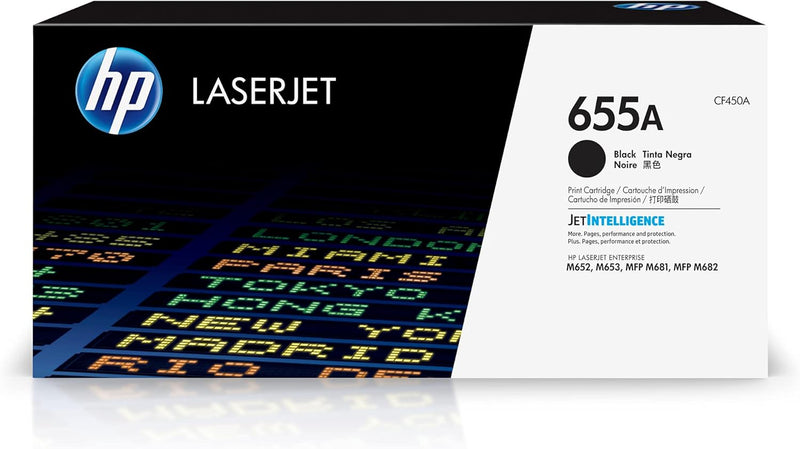 HP CF450A 655A Black LaserJet Toner Cartridge — main product image