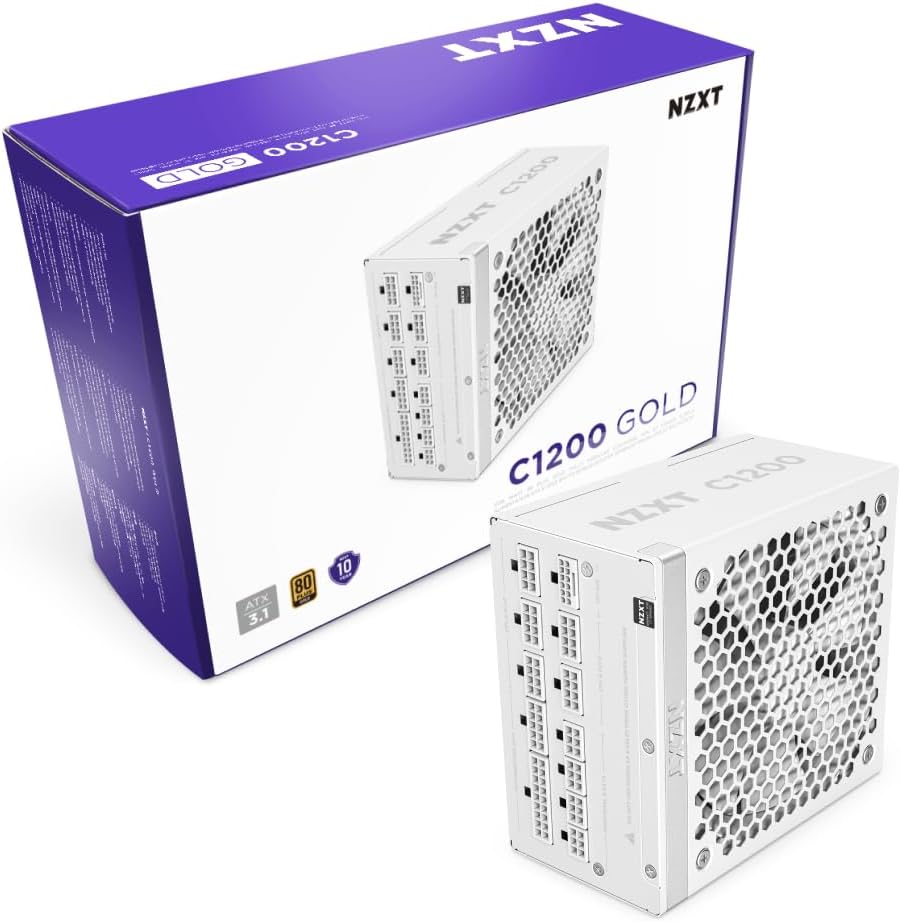 NZXT PA-2G2BW-US C1200 Gold 1200W ATX 3.1 PSU - White