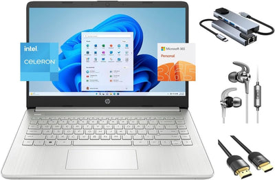 HP 14-dq Celeron 4GB 256GB Student Laptop Bundle