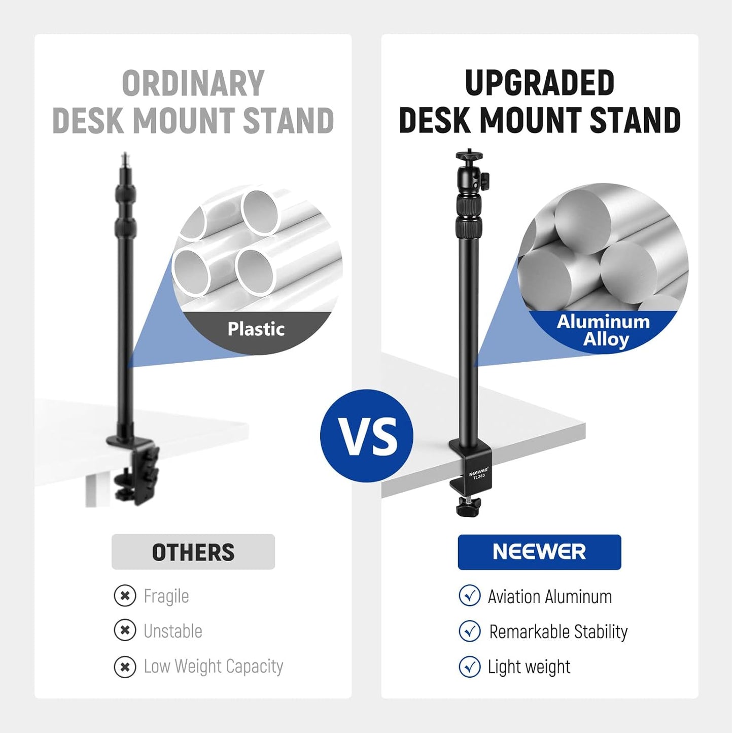 Neewer 10101878 Extendable Camera Desk Mount with Ball Head