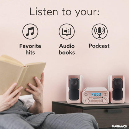 Magnavox MM435M-RG CD Shelf System Bluetooth Rose Gold