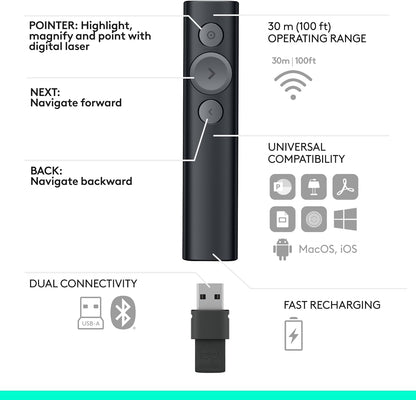 Logitech 910-005749 Spotlight Presentation Remote - Black
