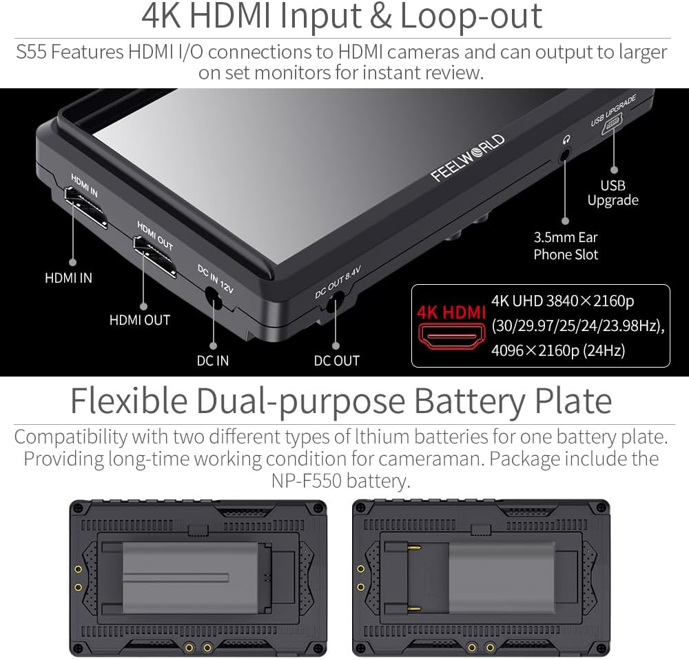 FEELWORLD S55 V3 Camera Field Monitor Kit
