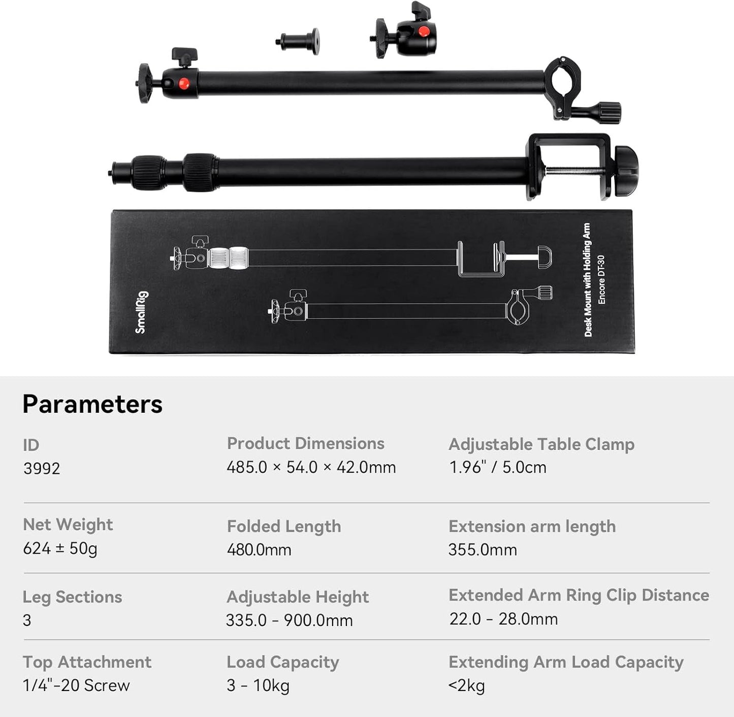 SmallRig 3992-SR Camera Desk Mount Light Stand Arm