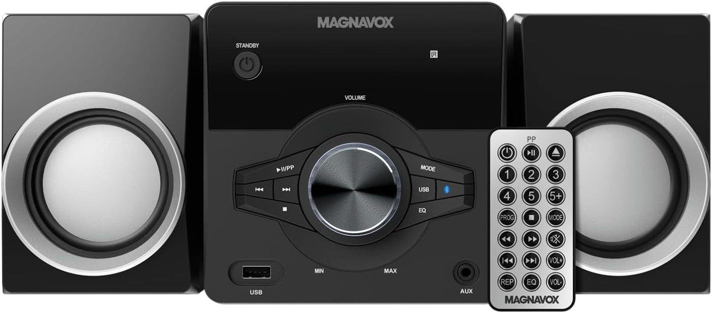 Magnavox MM442 3-Piece CD Shelf System Bluetooth Black