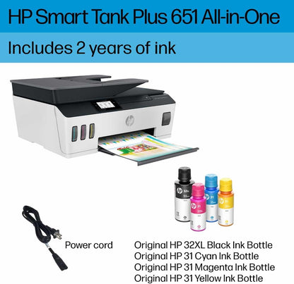 HP 7XV38A Smart Tank Plus 651 Wireless Printer