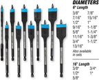 Spyder 11027 10pc Stinger Assorted Woodboring Spade Bit Set