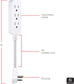 GE 45190 3-Outlet Power Strip 6-Inch Braided Cord