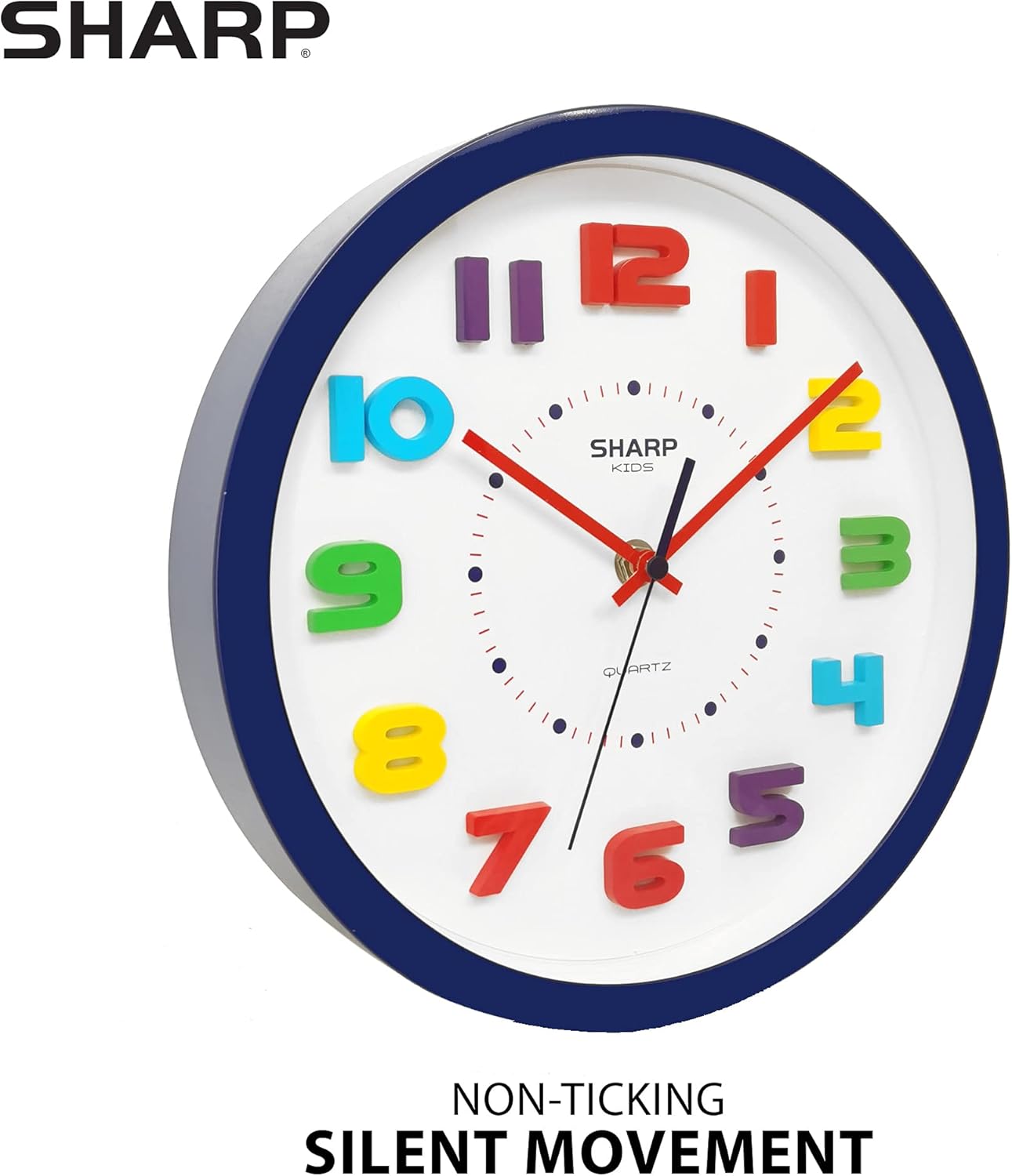 Sharp Colorful Kids Wall Clock 10-Inch Silent