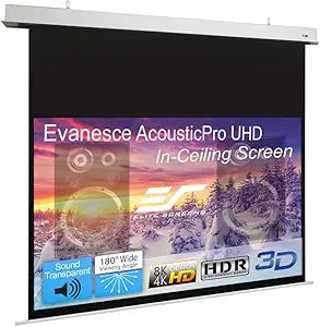 Elite Screens IHOME126H2-E12-AUHD 126" AcousticPro UHD In-Ceiling Projector Screen