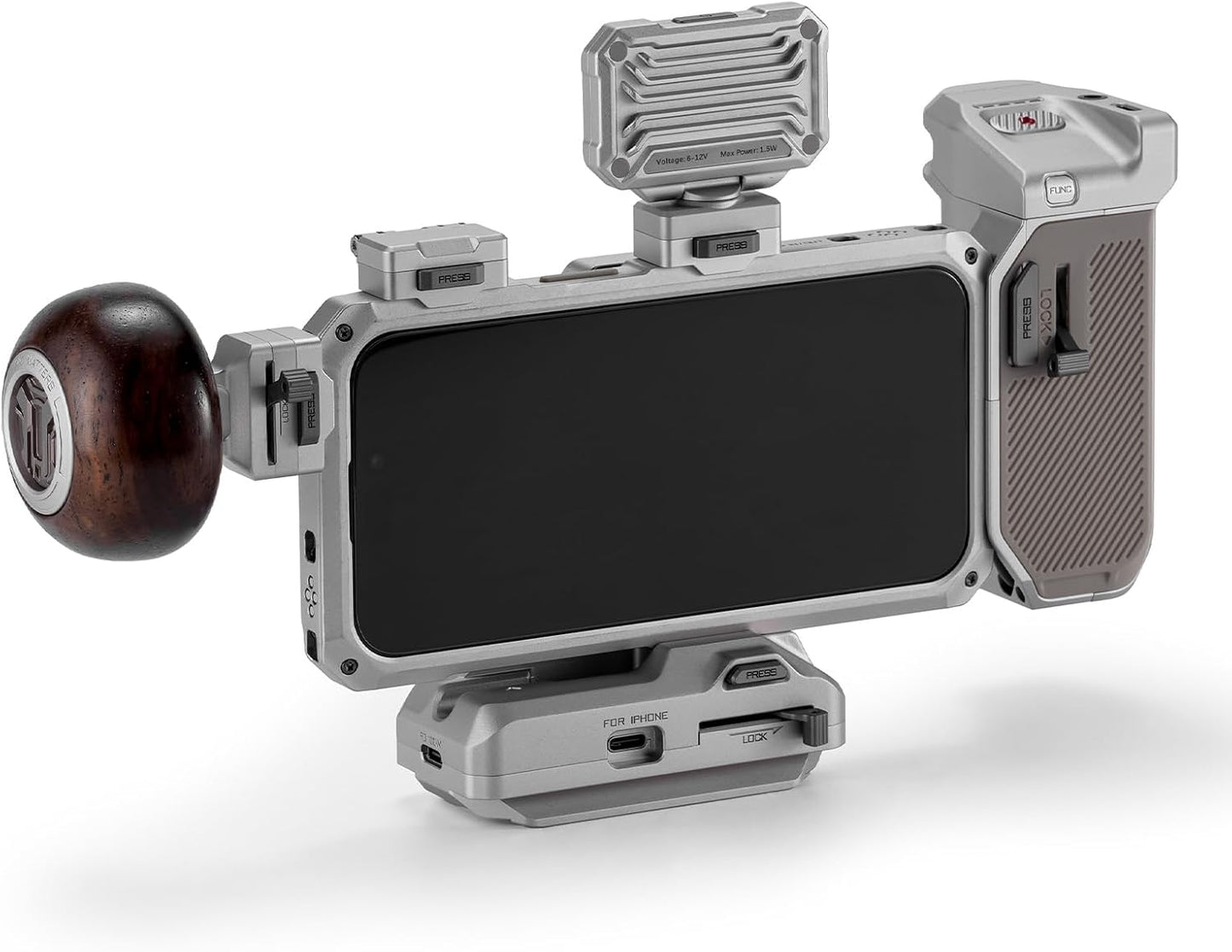 Tilta Tilta Khronos Ultimate Kit Compatible with iPhone 15 Pro - Titanium White - Phone Case, LED Light, Hub, Handles, Cooling Fan, ND Filter + More