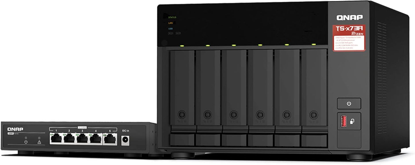 QNAP TS-673A-SW5T 6-Bay NAS AMD Ryzen 2.5GbE Switch