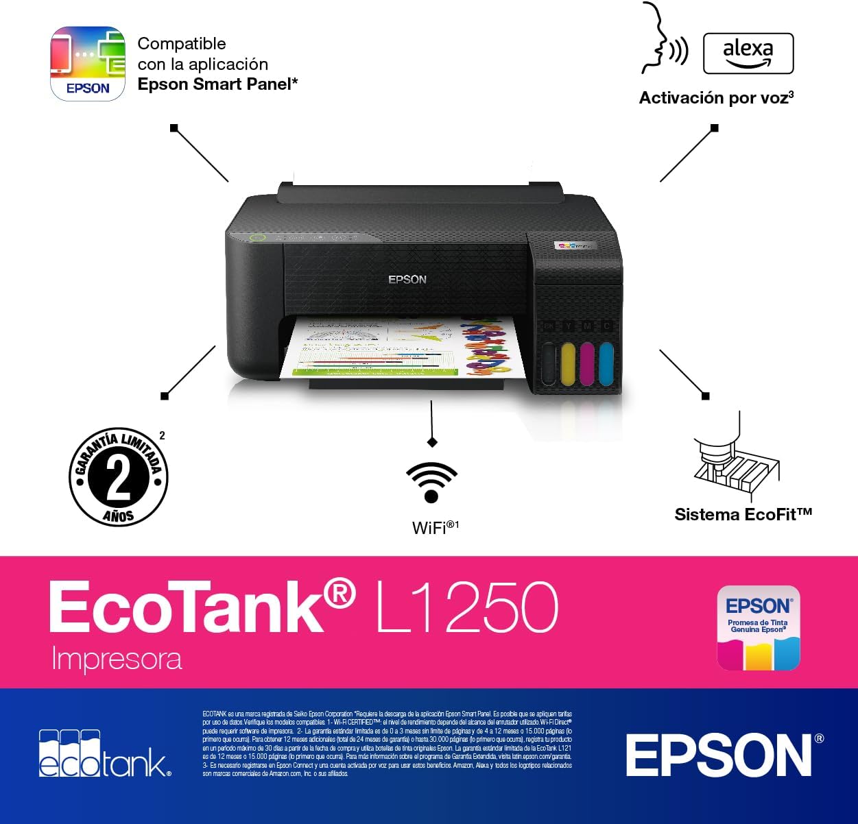 Epson C11CJ71301 EcoTank L1250 Wi-Fi Ink Tank Printer