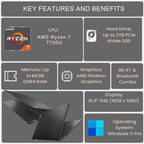 Lenovo V15 G4 ABP Ryzen 7 Laptop 40GB RAM 1TB SSD Windows 11 Pro