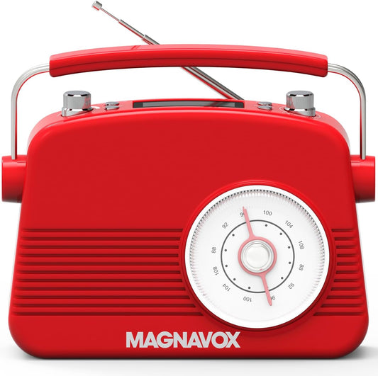 Magnavox 41818-RD Retro Bluetooth Dual Alarm Clock Radio