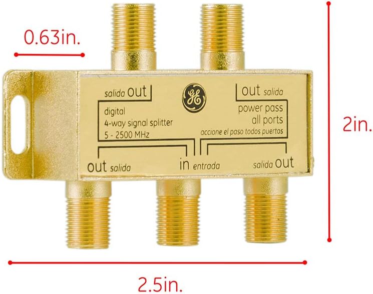 GE 33527 Digital 4-Way Coaxial Cable Splitter 2.5 GHz