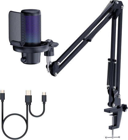 FEELWORLD VM1-AS-OF-JP Gaming Microphone USB Condenser Mic RGB