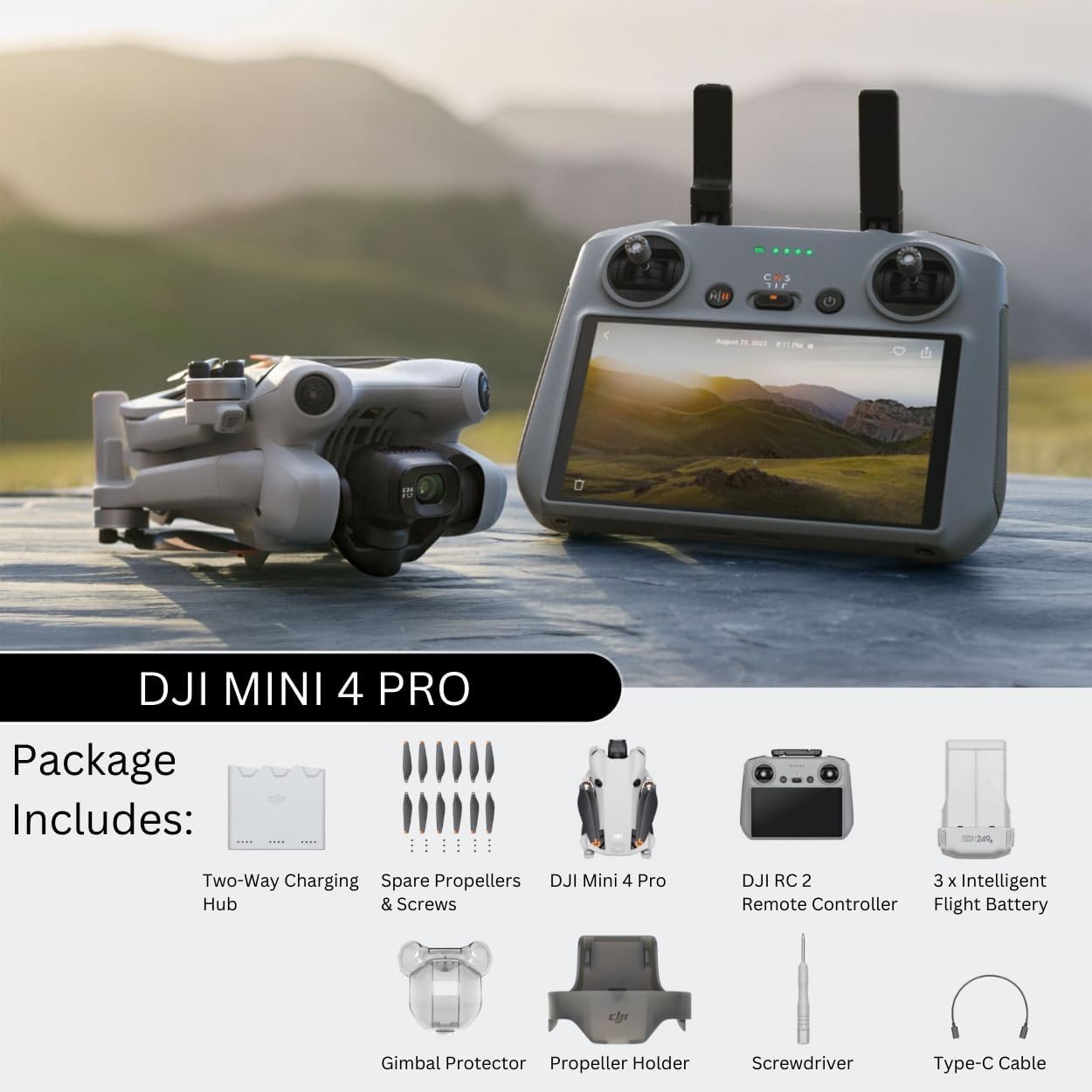 DJI Mini 4 Pro Fly More Combo (DJI RC 2) - Camera Drone with Memory Card