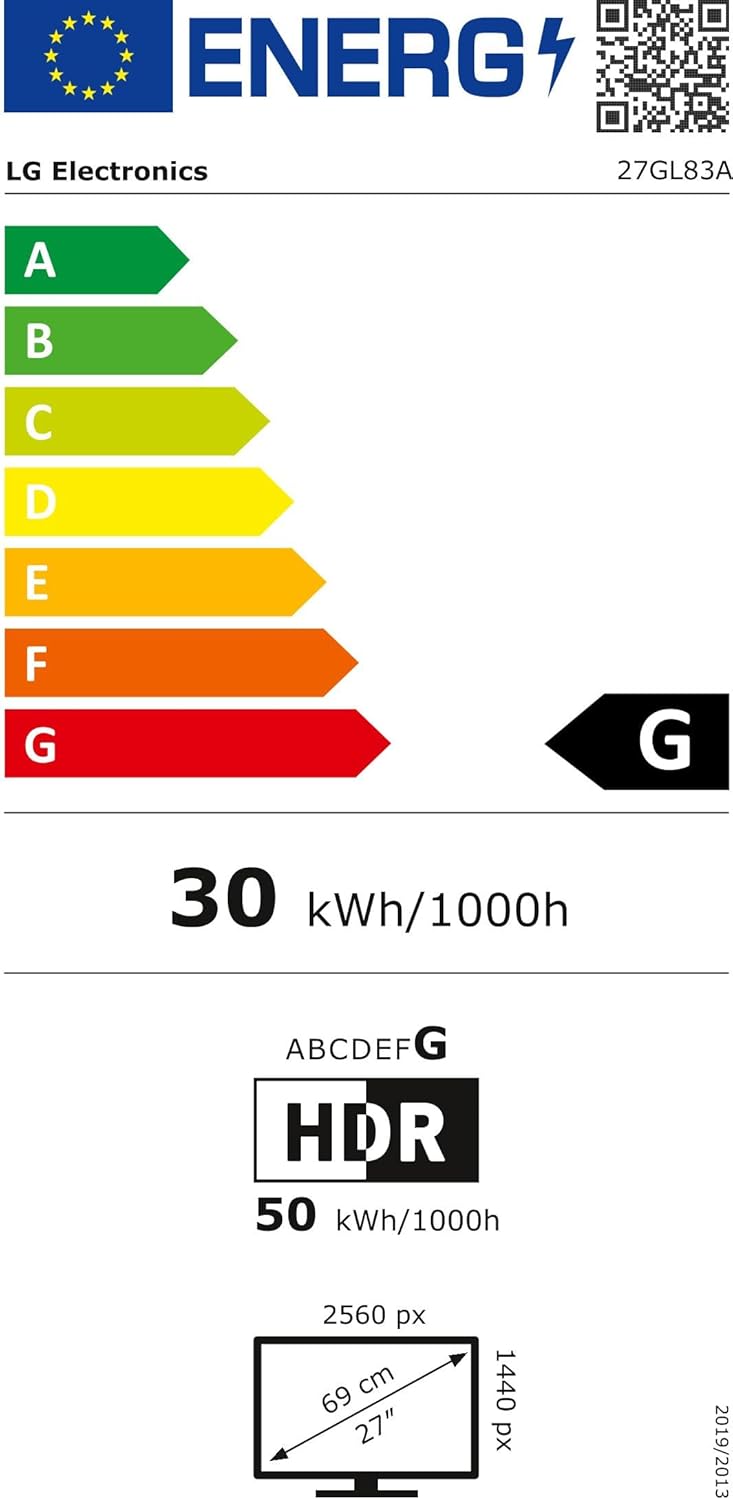 LG 27GL83A-B UltraGear 27" QHD 144Hz Gaming Monitor