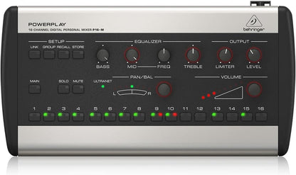 Behringer P16-M Powerplay 16-Channel Digital Mixer Bundle