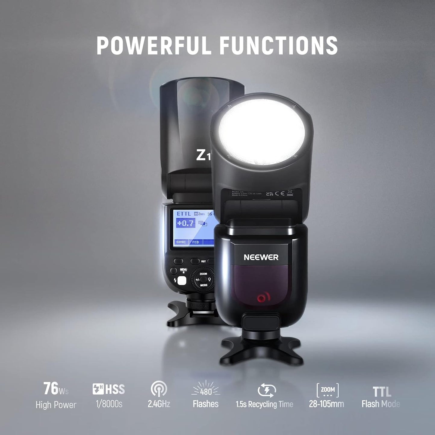 Neewer Z1-C TTL Round Head Flash for Canon